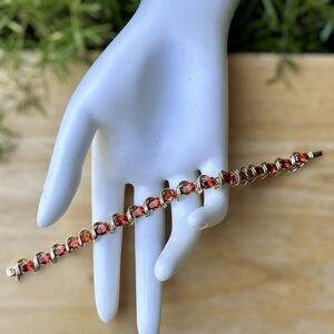 Ross Simons Bracelet Orange Lab Tourmaline Size 7 Gold Plated 925 Sterling 21.1g